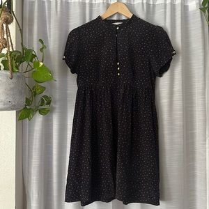 Corey Lynn Calter Black Silk Red Star Print Babydoll Dress sz 6